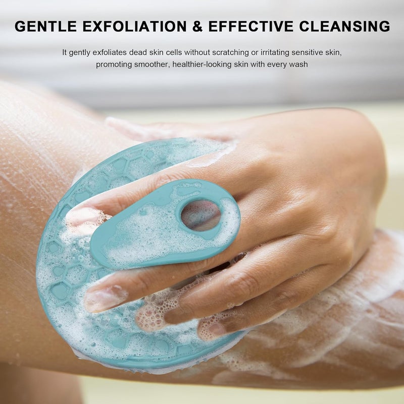 Innerneed Food Grade Silicone Body Scrubber Gentle Exfoliating Brush for Women Men Deep Clean for All Skin Types, More Hygienic and Well Lather (Dark Green+Pink) - Image 4